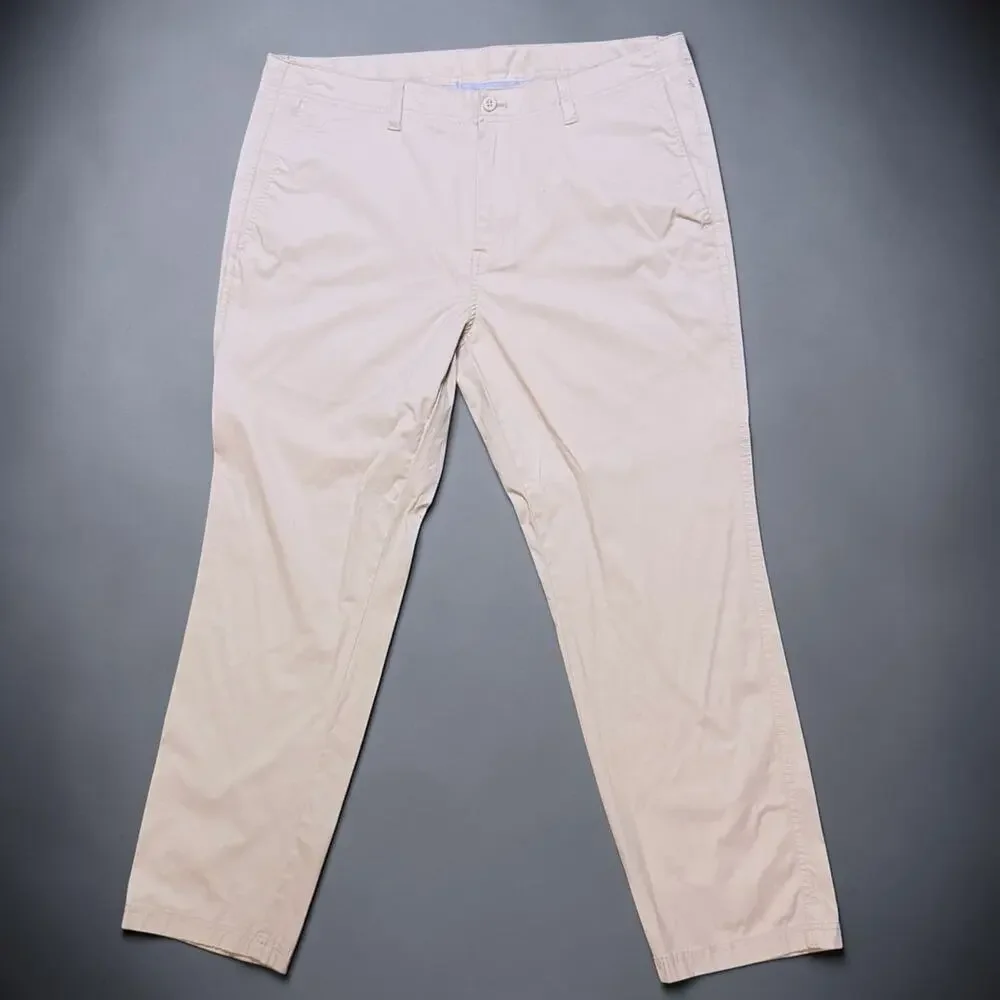 Duck Head Khaki Tech Pants Mens Beige Straight Leg Stretch Preppy Size 38/30